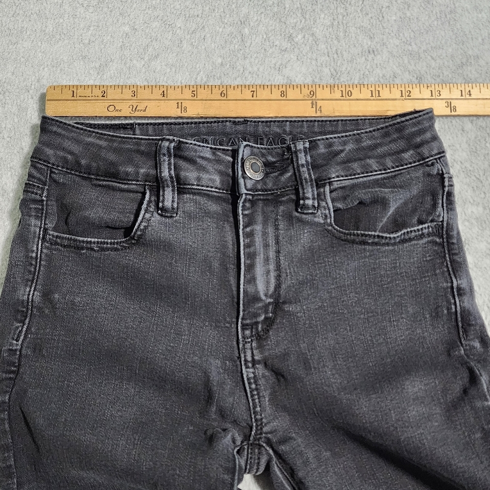 American Eagle Hi Rise Jegging Womens Size 2 Long Black Stretch Denim Jeans - Picture 2 of 16